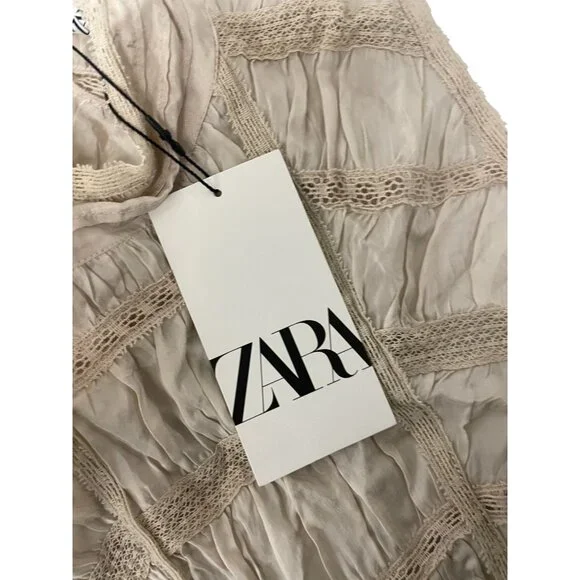 Zara ZW collection Womens Maxi Dress S Pink Lace Halter Crochet 6895/261 NWT - Picture 8 of 16